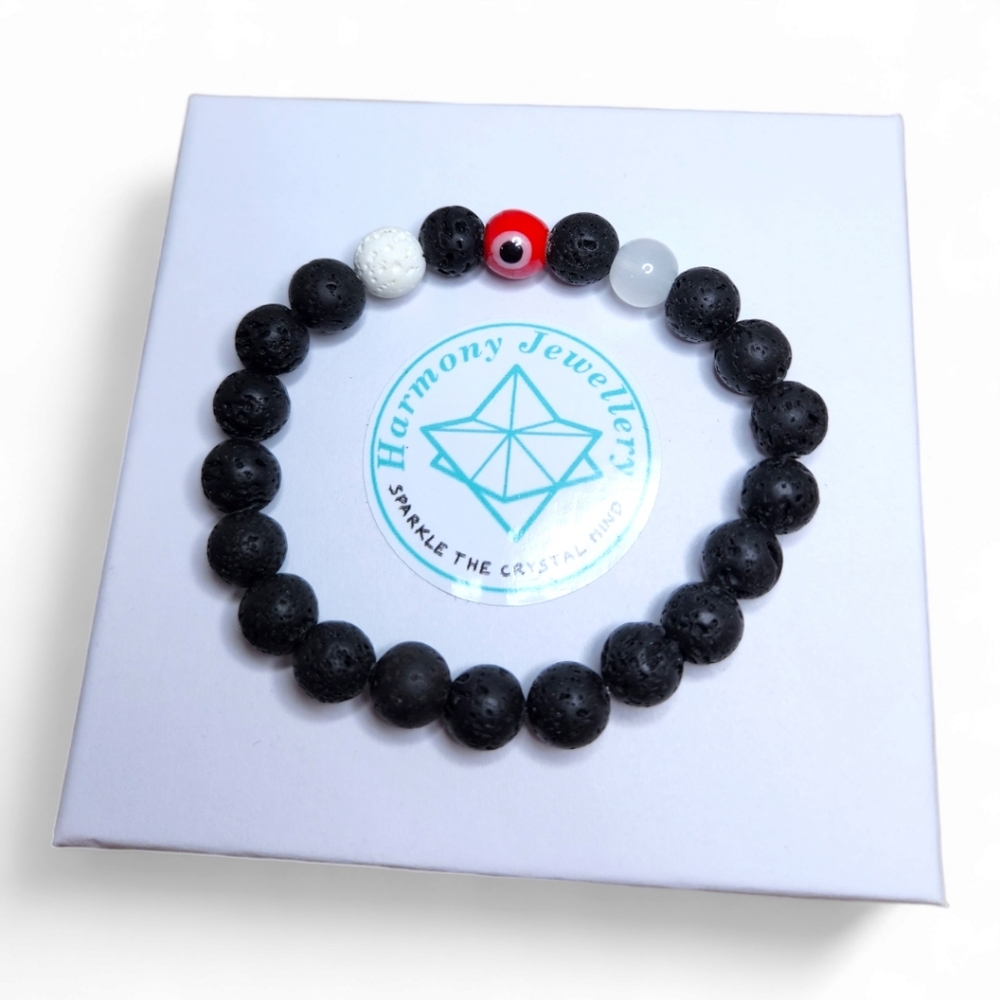 8 mm Lava Stone Evil Eye Unisex bracelets
